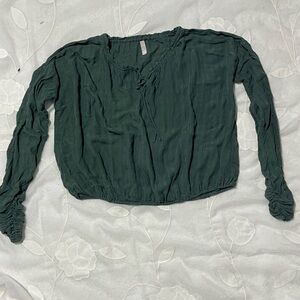 Free People Slate Green Textured Blouse